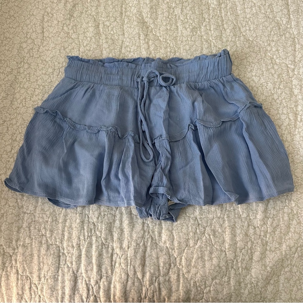 Women's Blue Ruffle Shorts